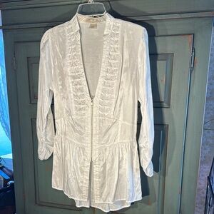 EUC Arden B Chic White Zip Front Top/Jacket Size M